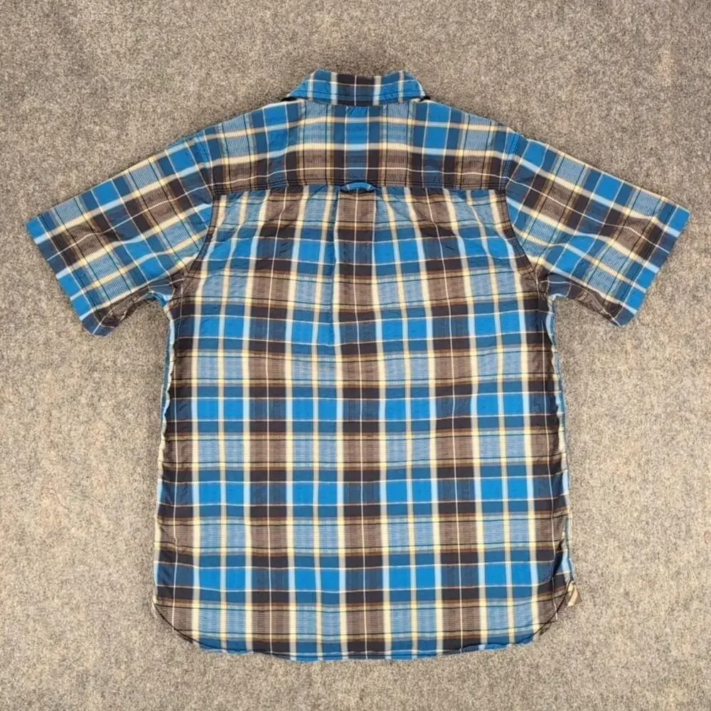 The North Face Shirt Mens Large Blue Plaid Button Up Short Sleeve Casual Outdoor